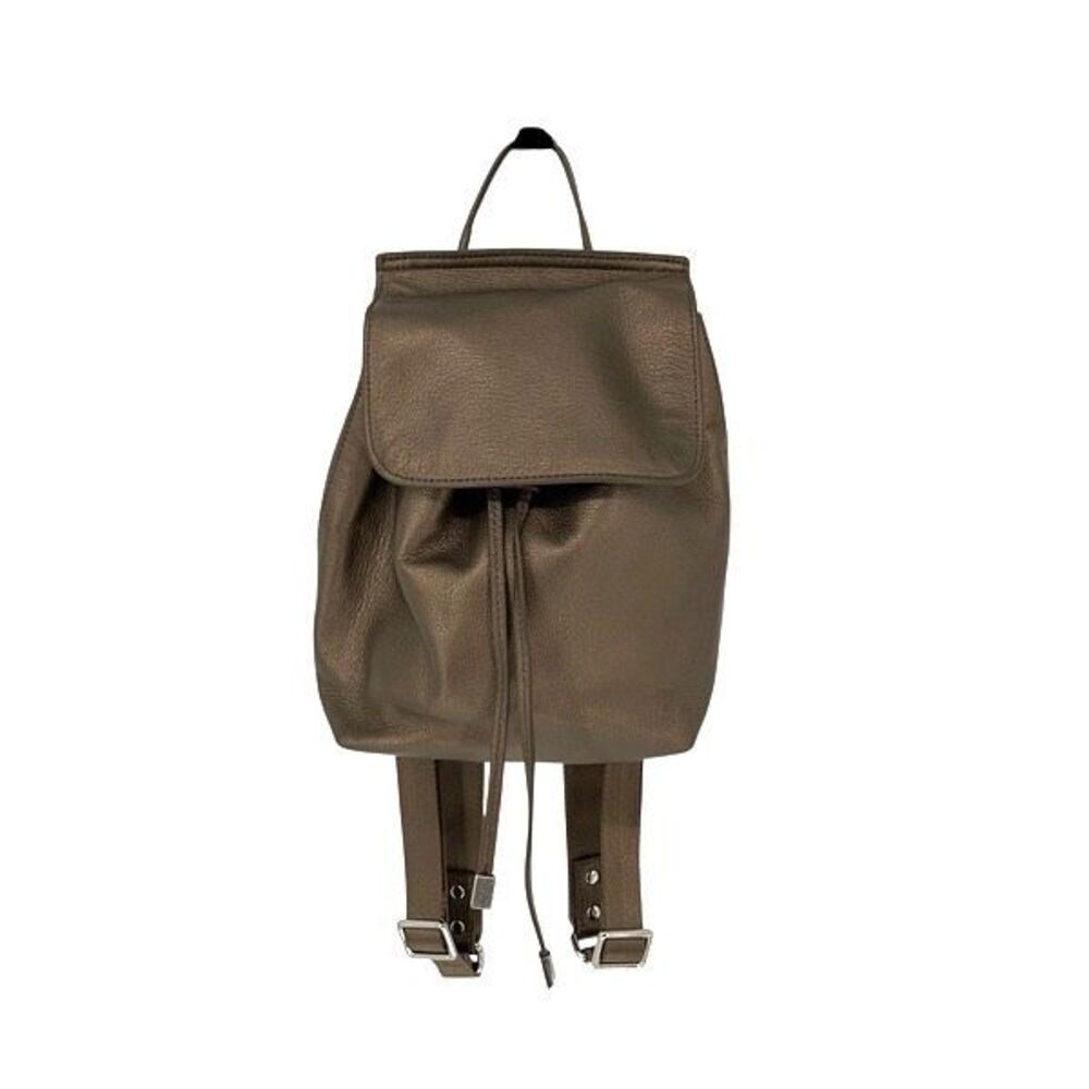 Danier Womens Genuine Leather Metallic Adjustable Strap Backpack‎ Bronze Small
